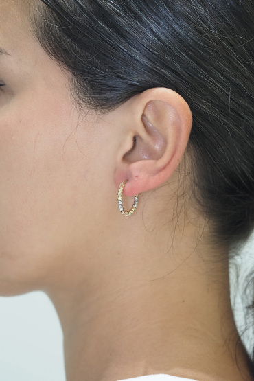 14 Ayar Altın 3 Renk Dorikalı Halka Küpe - Naze Kuyumculuk