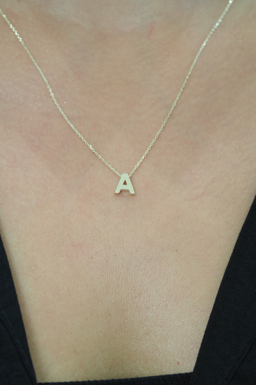 14 Ayar Altın A Harfi Kolye - Naze Kuyumculuk