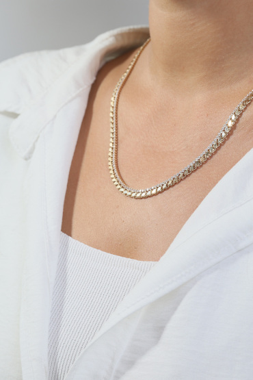 14 Ayar Altın Arpa Model Taşlı Zincir - Naze Kuyumculuk