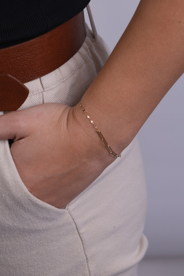 14 Ayar Altın Aynalı Ataç Model Bileklik - Naze Kuyumculuk