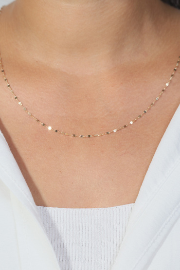 14 Ayar Altın Aynalı Pırıltılı Model Zincir 1,20 mm Modern Kadın Kolye - Naze Kuyumculuk