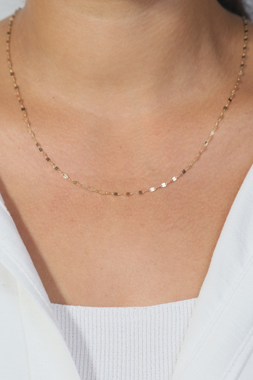 14 Ayar Altın Aynalı Pırıltılı Model Zincir 2,10 mm Modern Kadın Kolye - Naze Kuyumculuk