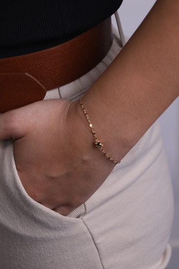 14 Ayar Altın Aynalı Zincir Yıldız Model Bileklik - Naze Kuyumculuk