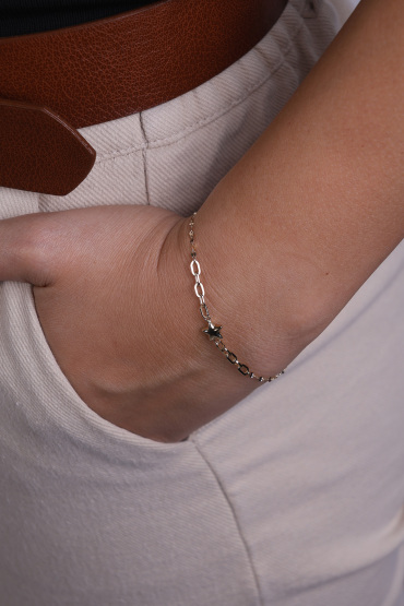 14 Ayar Altın Aynalı Zincir Yıldız Model Bileklik - Naze Kuyumculuk