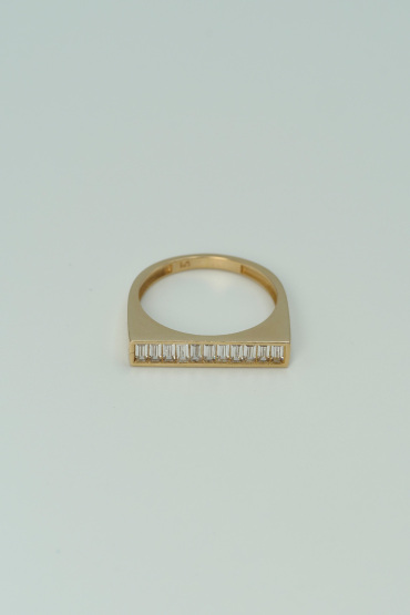 14 Ayar Altın Baget Taşlı Çizgi Model Yüzük - Naze Kuyumculuk