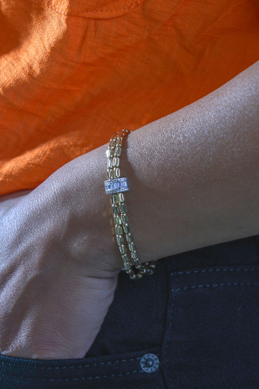 14 Ayar Altın Baget Taşlı İtalyan Bileklik - Naze Kuyumculuk