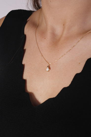 14 Ayar Altın Beyaz Taşlı Penguen Model Kolye - Naze Kuyumculuk