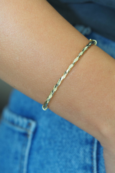 14 Ayar Altın Burgu Model Aynalı Kelepçe - Naze Kuyumculuk