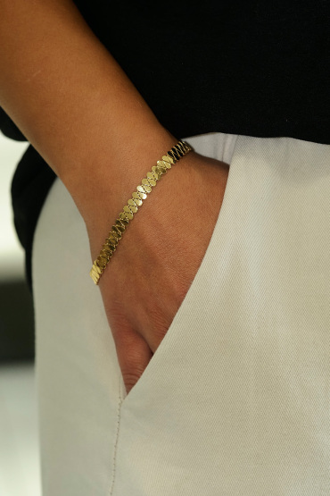 14 Ayar Altın Çift Sıra Damla İtalyan Bileklik - Naze Kuyumculuk