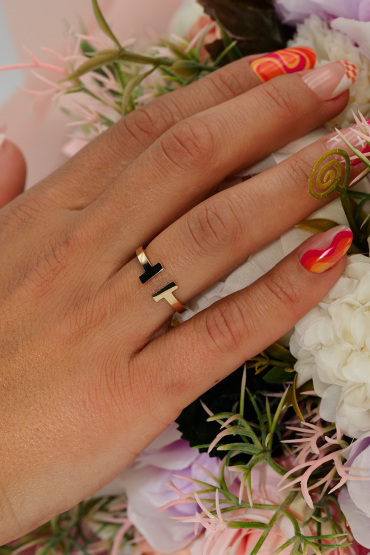 14 Ayar Altın Çift T Model Yüzük - Naze Kuyumculuk