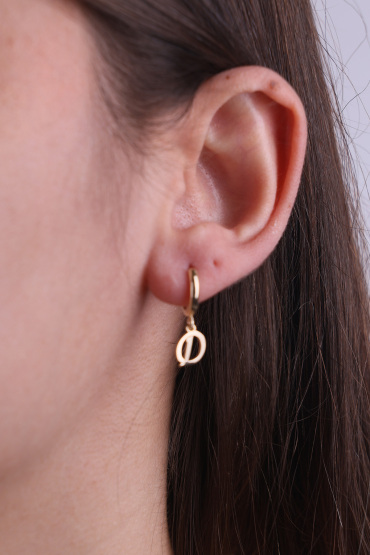 14 Ayar Altın D Harfi Halka Tekli Küpe - Naze Kuyumculuk