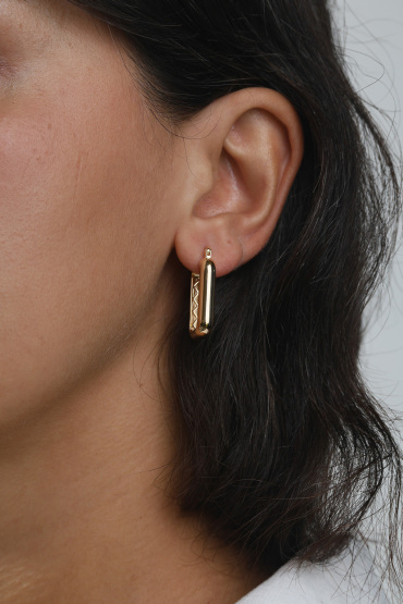 14 Ayar Altın Dikdörtgen Küpe - Naze Kuyumculuk