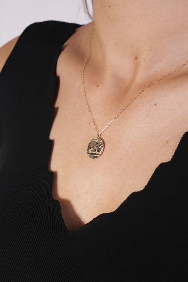 14 Ayar Altın Dinazorlu Madalyon Kolye - Naze Kuyumculuk