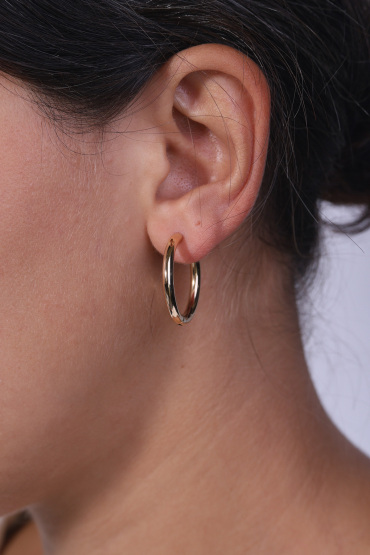 14 Ayar Altın Düz Kalın Halka Model Küpe - Naze Kuyumculuk