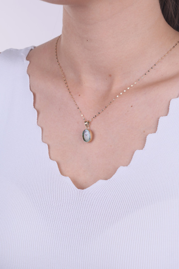 14 Ayar Altın Firuze Taşlı Kolye Ucu - Naze Kuyumculuk