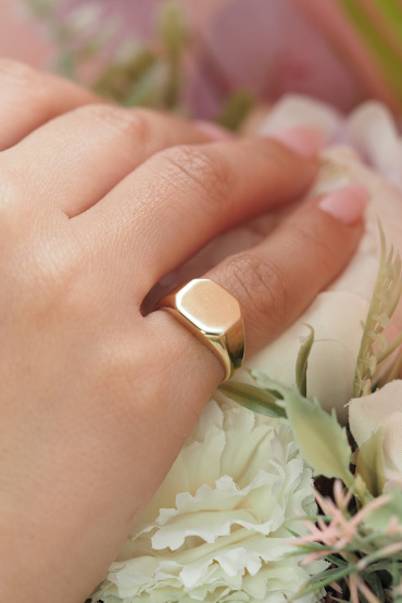 14 Ayar Altın Geniş Parlak Yüzey Yüzük - Naze Kuyumculuk