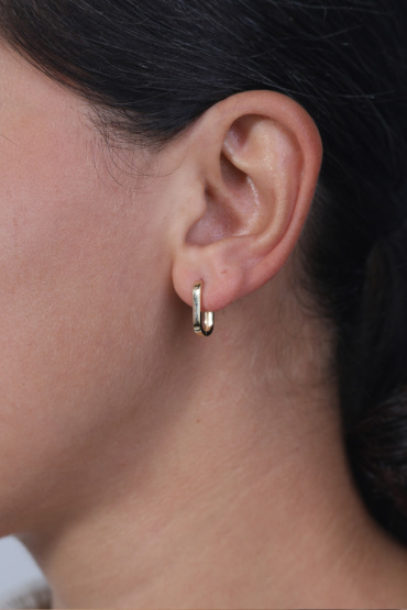 14 Ayar Altın Geometrik Dikdörtgen Küpe - Naze Kuyumculuk