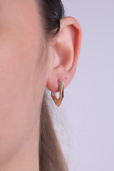 14 Ayar Altın Geometrik Model Küpe - Naze Kuyumculuk