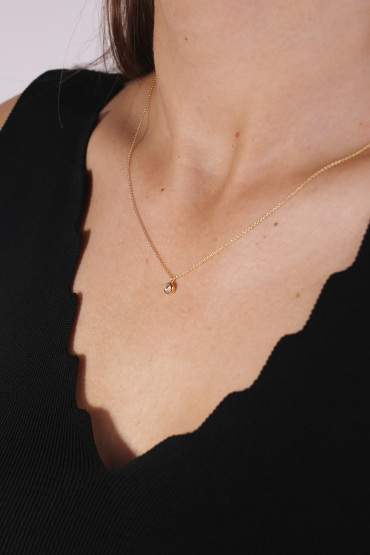 14 Ayar Altın Gömme Tektaş Kolye - Naze Kuyumculuk