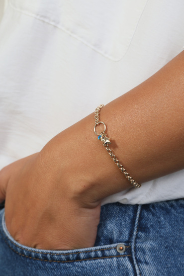 14 Ayar Altın Gözlü Yıldız Model Zincir Bileklik - Naze Kuyumculuk