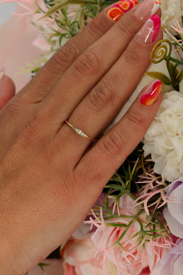 14 Ayar Altın Günlük Taşlı Çıtır Yüzük - Naze Kuyumculuk