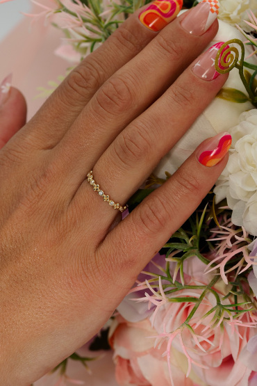 14 Ayar Altın Günlük Taşlı Şans Yüzüğü - Naze Kuyumculuk