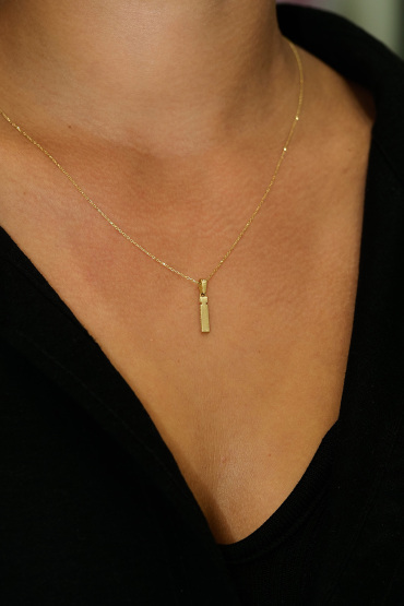 14 Ayar Altın İ Harfi Aynalı Kolye Ucu - Naze Kuyumculuk