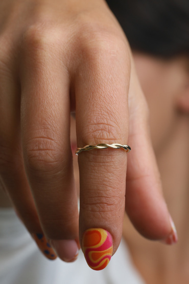 14 Ayar Altın İki Burgu Model Yüzük - Naze Kuyumculuk