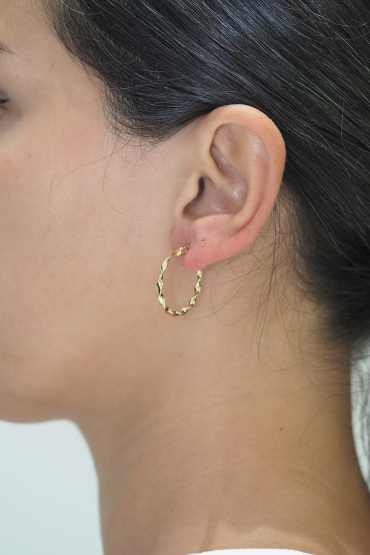 14 Ayar Altın İnce Burgu Halka Küpe - Naze Kuyumculuk