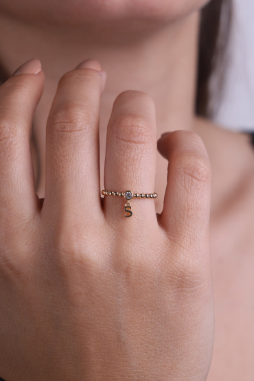 14 Ayar Altın İtalyan S Harfi Yüzük - Naze Kuyumculuk