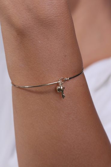 14 Ayar Altın Kalp Ve Anahtar Model İnce Kelepçe - Naze Kuyumculuk