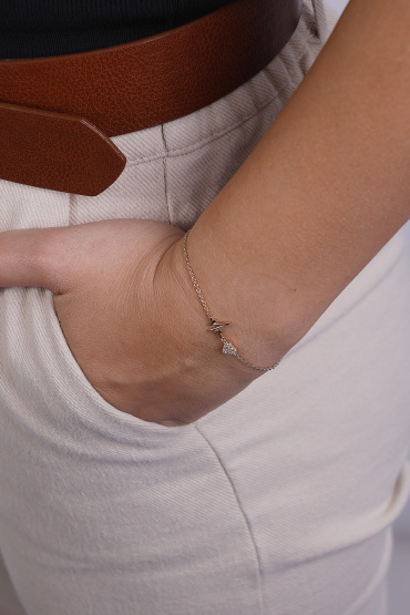 14 Ayar Altın Kalp Ve Ritim Zincir Model Bileklik - Naze Kuyumculuk