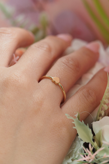 14 Ayar Altın Kalpli Yüzük - Naze Kuyumculuk