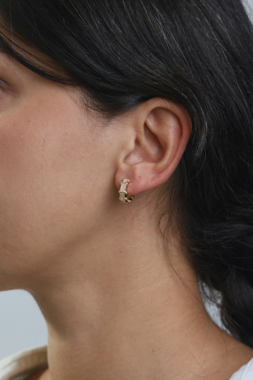 14 Ayar Altın Kırmızı Taşlı Vintage Küpe - Naze Kuyumculuk