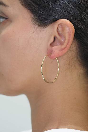 14 Ayar Altın Klasik Halka Küpe - Naze Kuyumculuk