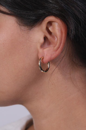 14 Ayar Altın Klasik Model Yuvarlak Küpe - Naze Kuyumculuk