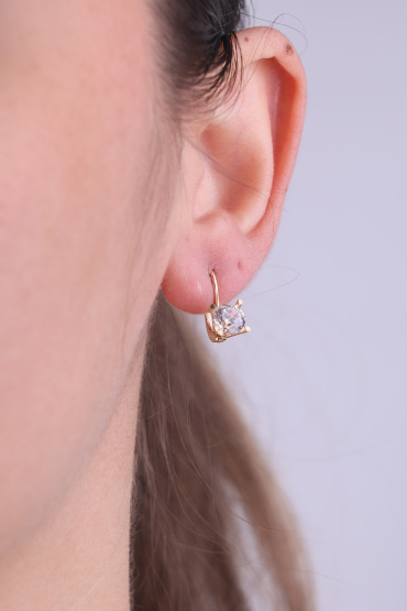 14 Ayar Altın Klasik Tektaş Küpe - Naze Kuyumculuk