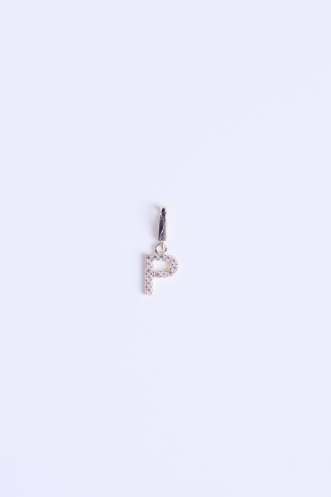 14 Ayar Altın Kolye - Bileklik - Küpe Charm Uç P Harfi - Naze Kuyumculuk