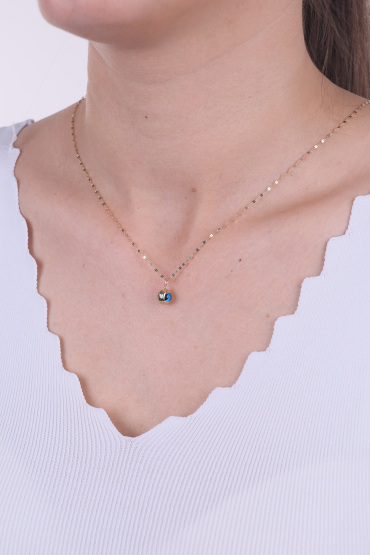 14 Ayar Altın Mavi Gözlü Boncuk Kolye Ucu - Naze Kuyumculuk