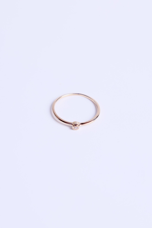 14 Ayar Altın Minimalist Taşlı Model Yüzük - 4