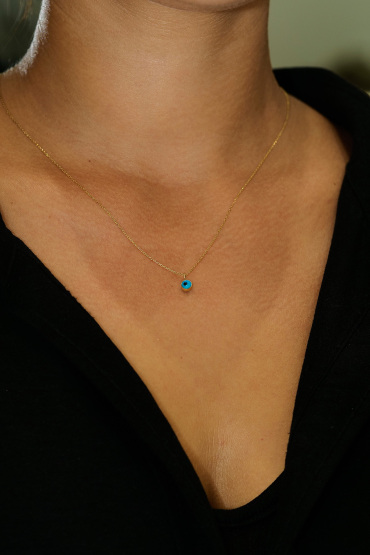 14 Ayar Altın Nazar Boncuk Kolye Ucu - Naze Kuyumculuk