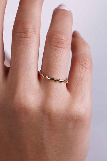 14 Ayar Altın Noktalı Çıtır Yüzük - Naze Kuyumculuk