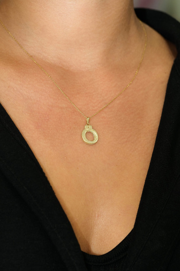 14 Ayar Altın Ö Harfi Aynalı Kolye Ucu - Naze Kuyumculuk