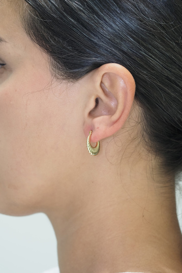 14 Ayar Altın Oval Midye Kabuğu Küpe - Naze Kuyumculuk