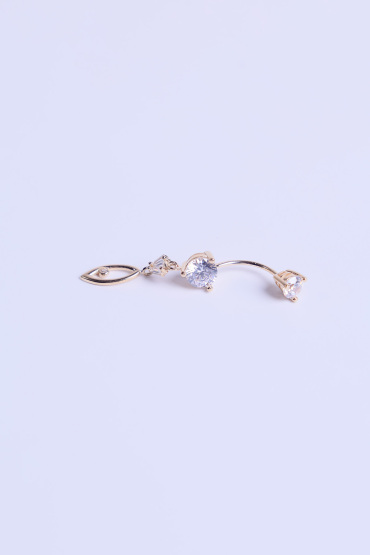 14 Ayar Altın Pembe Taşlı Vintage Kolye Ucu Charm - Naze Kuyumculuk