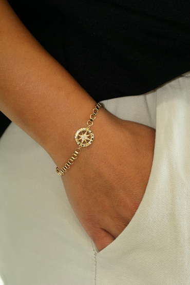14 Ayar Altın Pusula Bileklik - Naze Kuyumculuk