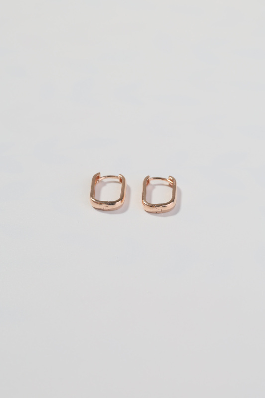14 Ayar Altın Rosegold Geometrik Küpe - 3