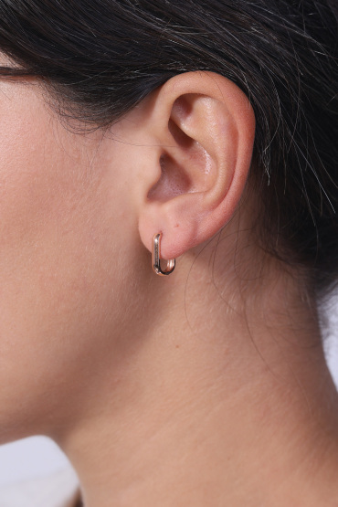 14 Ayar Altın Rosegold Geometrik Küpe - Naze Kuyumculuk