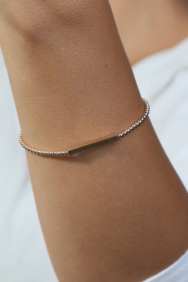 14 Ayar Altın Rosegold Plakalı İtalya Bileklik - Naze Kuyumculuk