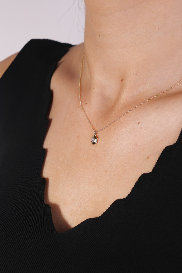 14 Ayar Altın Taşlı Altıgen Kolye - Naze Kuyumculuk